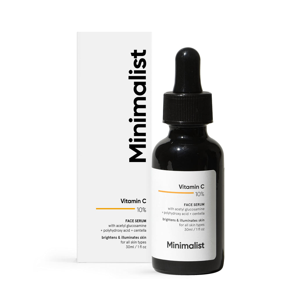 Suero Minimalist de Vitamina C: botella con cuentagotas para iluminar la piel