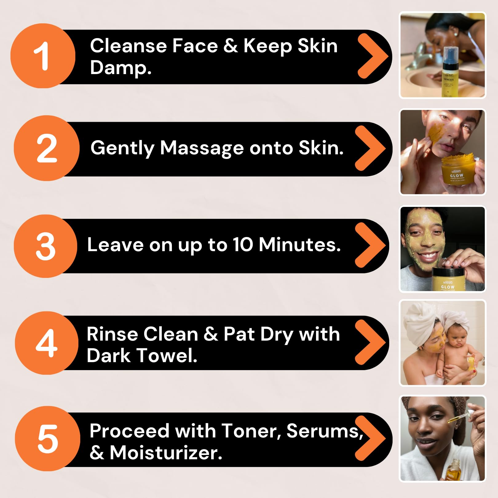 Minimo Glow Turmeric Face Scrub brillo natural para piel radiante.