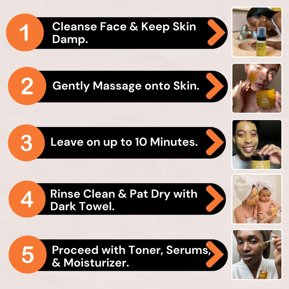 Minimo Glow Turmeric Face Scrub brillo natural para piel radiante.