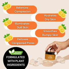 Minimo Glow Turmeric Face Scrub textura exfoliante suave para piel radiante.