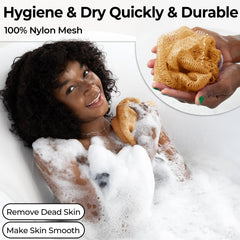 MINISENTIALS esponja de red africana, espuma densa para un lavado cómodo.