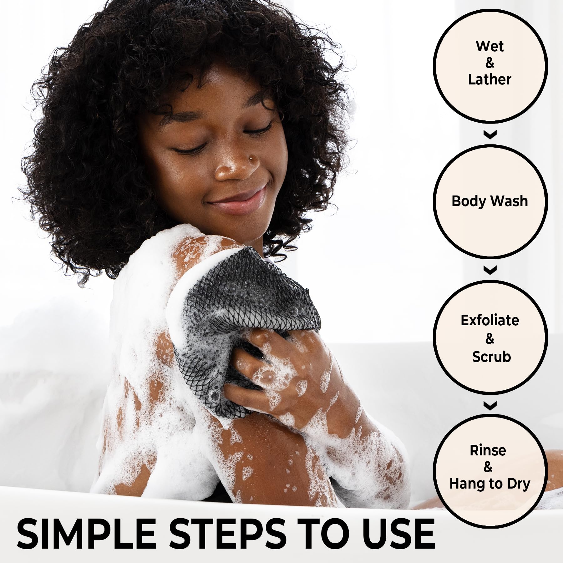 MINISENTIALS esponja de red africana con nudos, exfoliación más intensa en la piel.