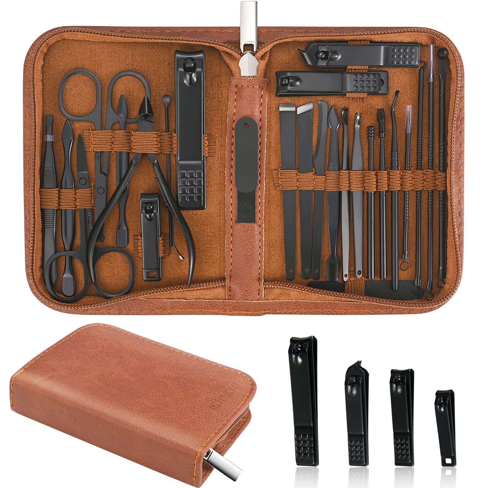MINKINH set-manual de manicura 26 piezas con cortauñas de acero inoxidable para uñas precisas