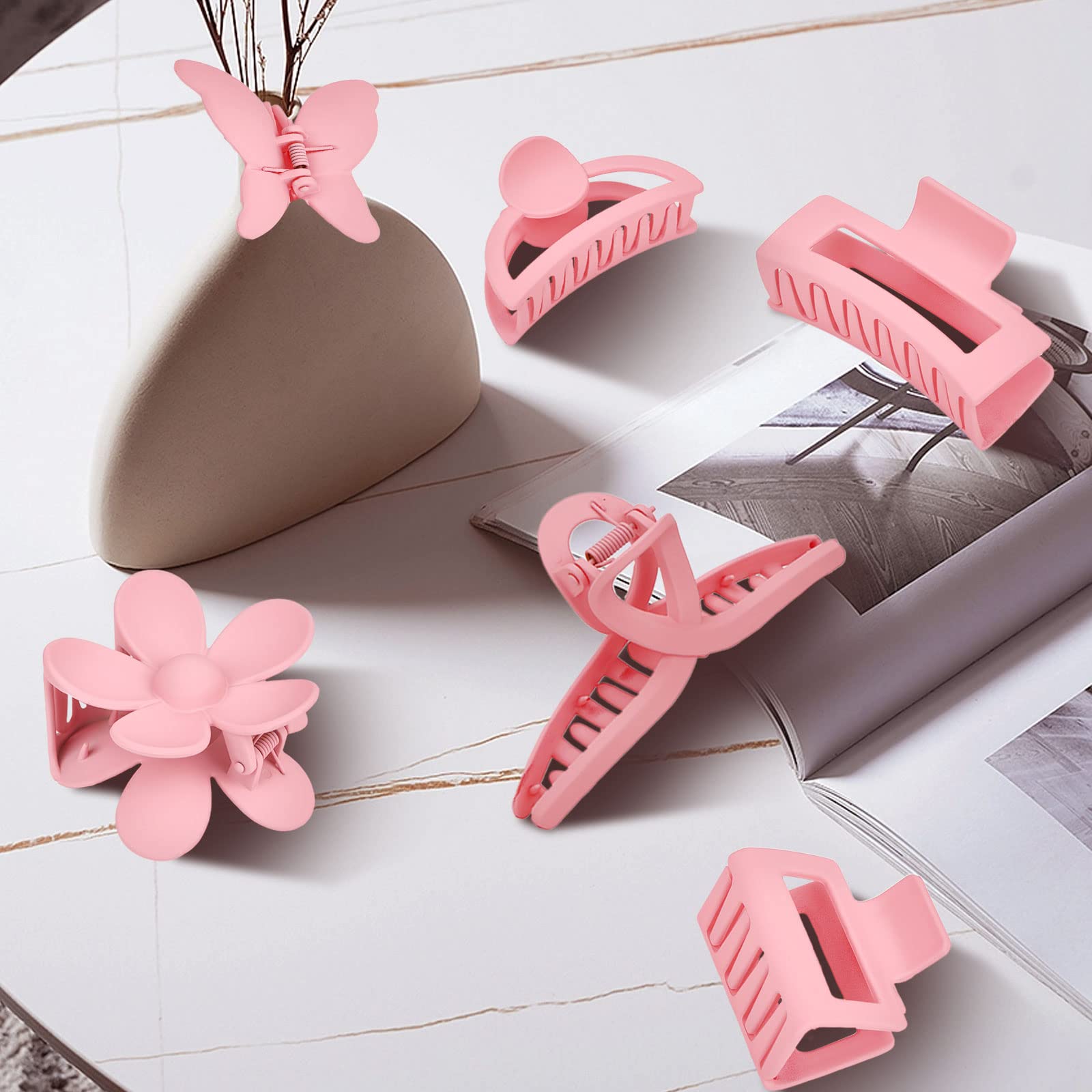 MINMUNJIU pinzas flor rosa, decoración y fijación segura para uso diario.