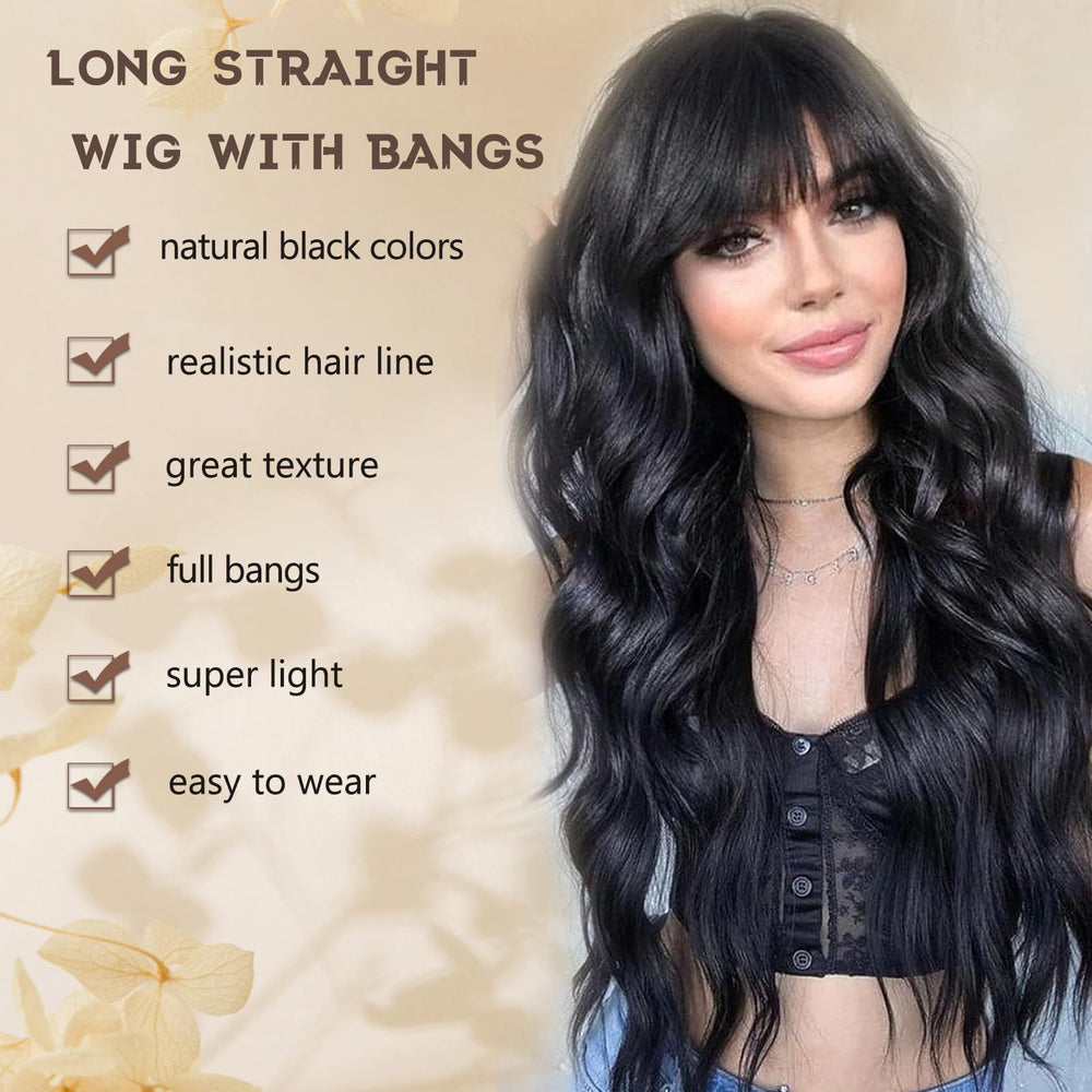 MINSEEYOO wig franja frontal negra realzando rasgos faciales