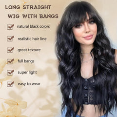 MINSEEYOO wig franja frontal negra realzando rasgos faciales