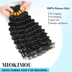 Miokimou mechones virgen 150 g en cinco paquetes, cabello resistente para trenzas duraderas.