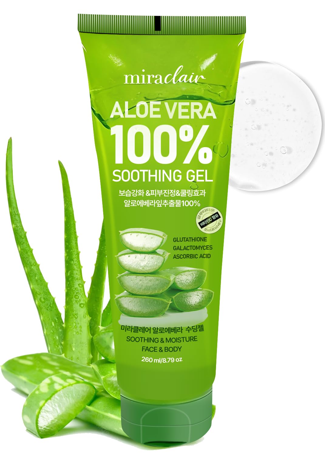 Gel Miraclair Aloe Vera para rostro: alivio suave y rápido para piel sensible.