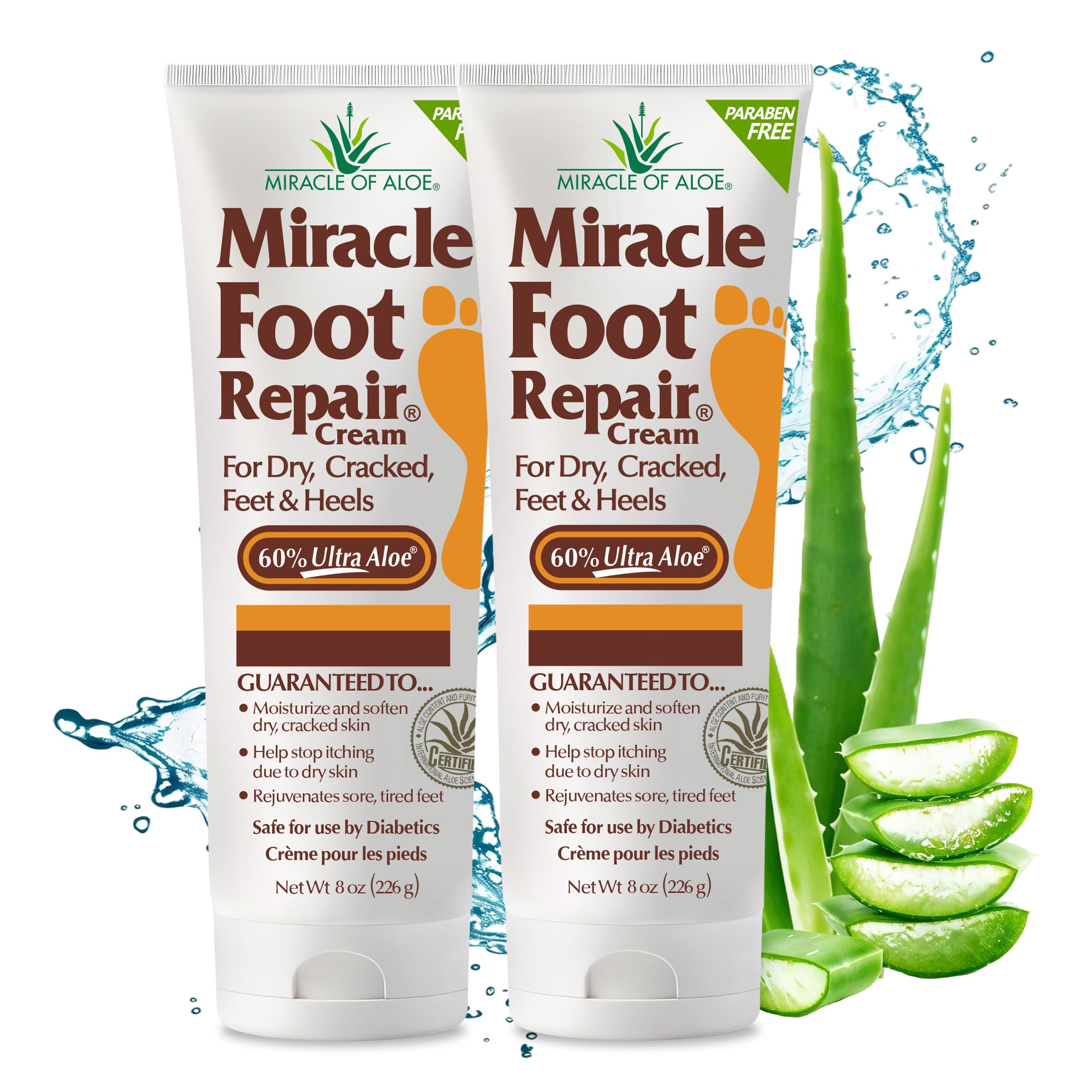 Miracle of Aloe crema para pies en bote con 60% Ultra Aloe para hidratación profunda.