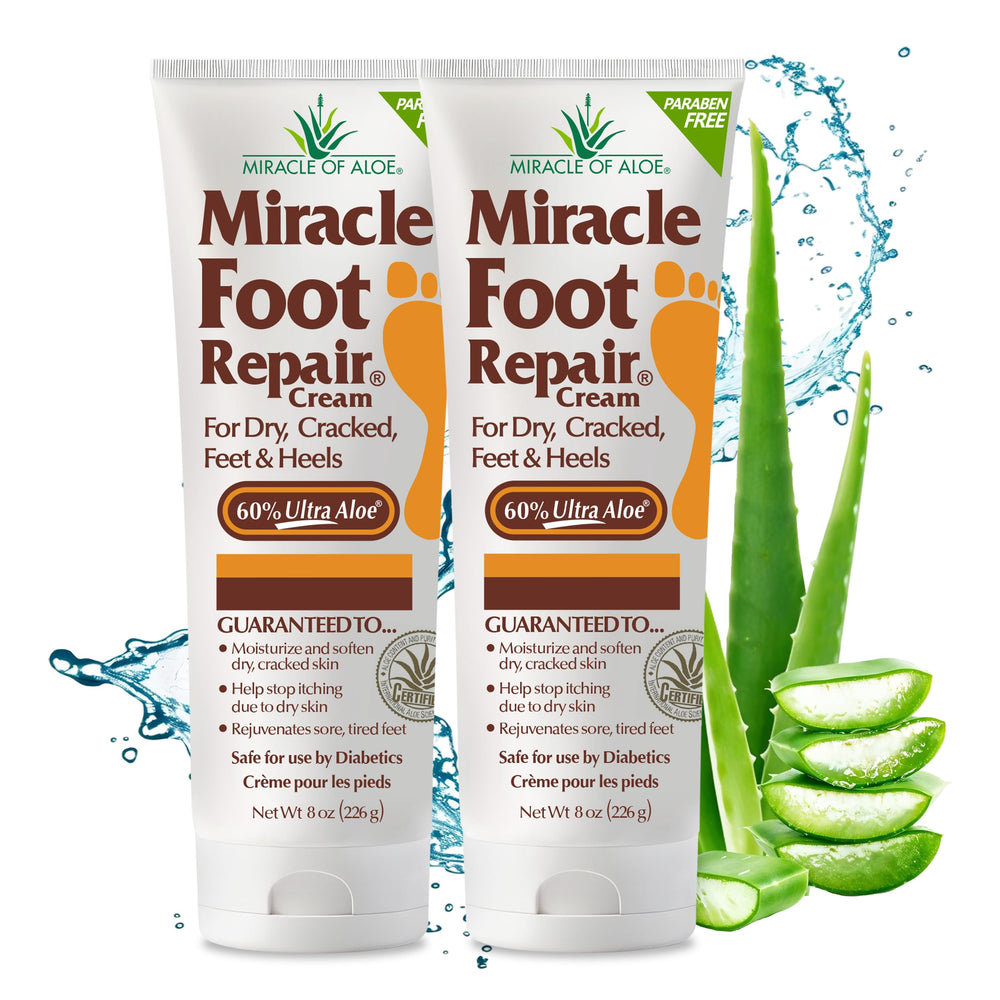 Miracle of Aloe crema para pies en bote con 60% Ultra Aloe para hidratación profunda.