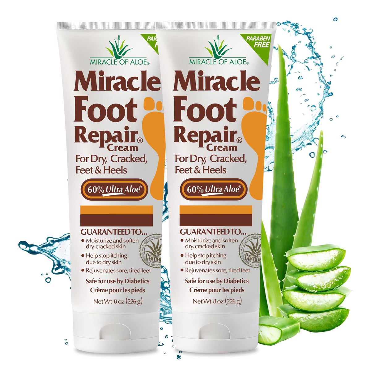 Miracle of Aloe crema para pies en bote con 60% Ultra Aloe para hidratación profunda.