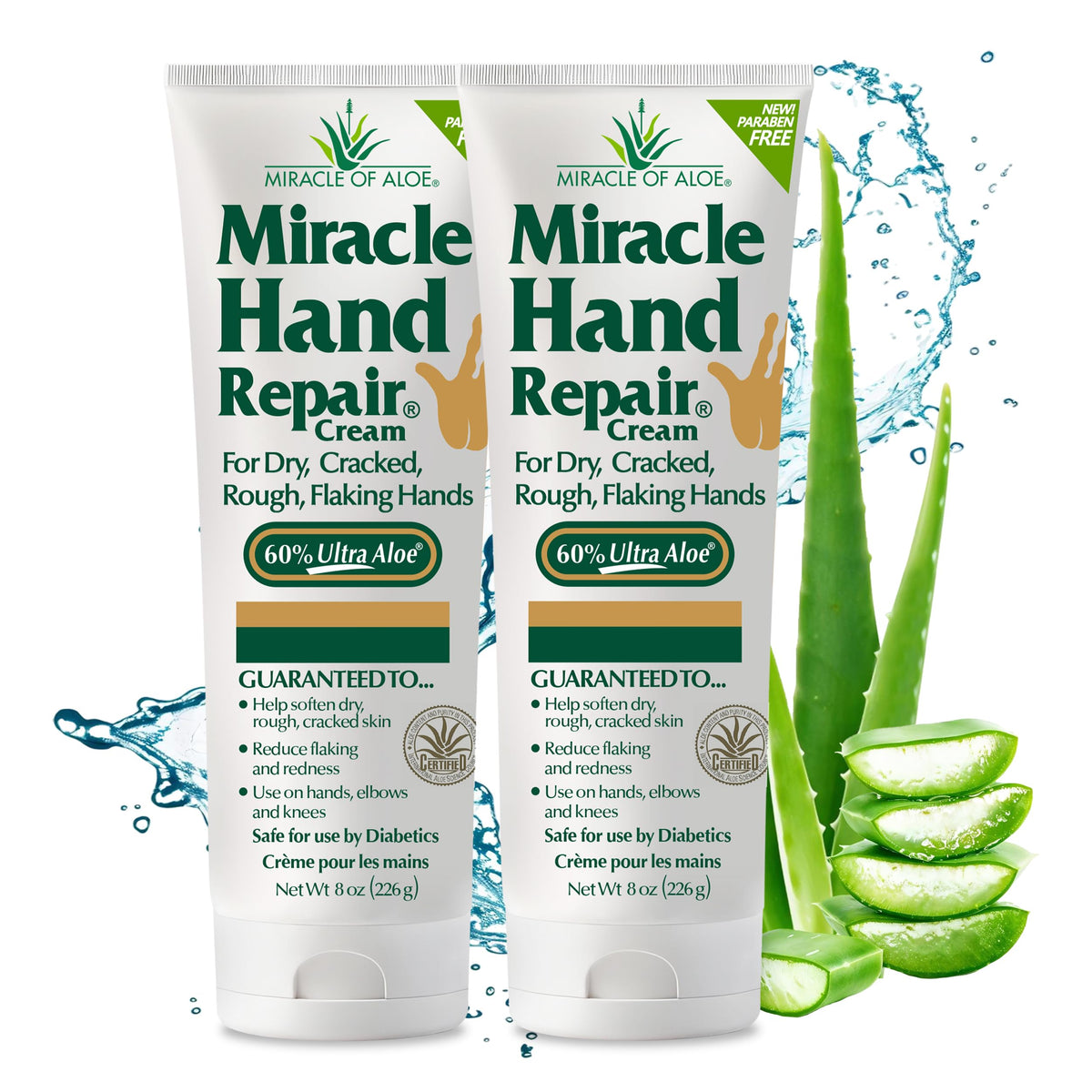 Miracle of Aloe crema reparadora de manos, botella de 8 oz para uso diario