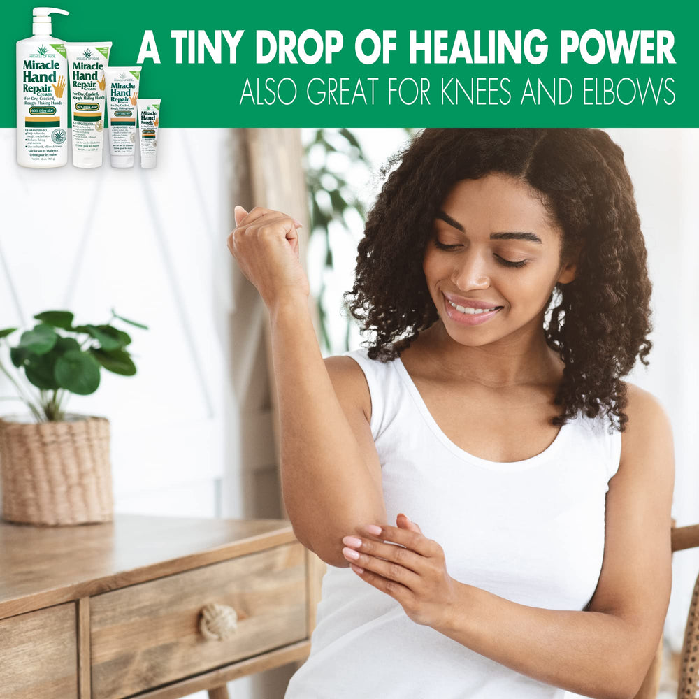 Uso versátil de Miracle of Aloe para codos y rodillas ásperas