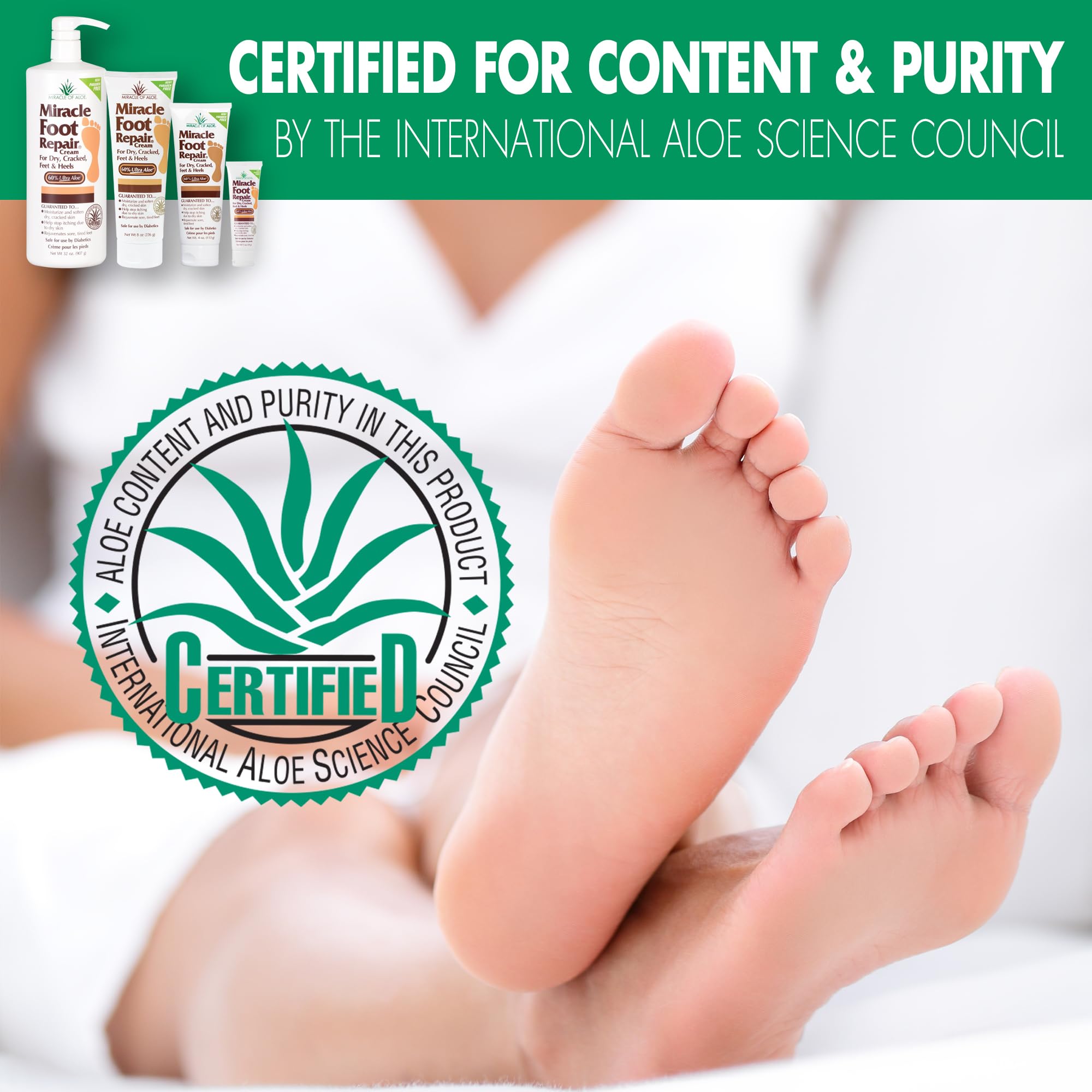 Miracle of Aloe Foot Repair Cream label close-up highlighting 60% Ultra Aloe