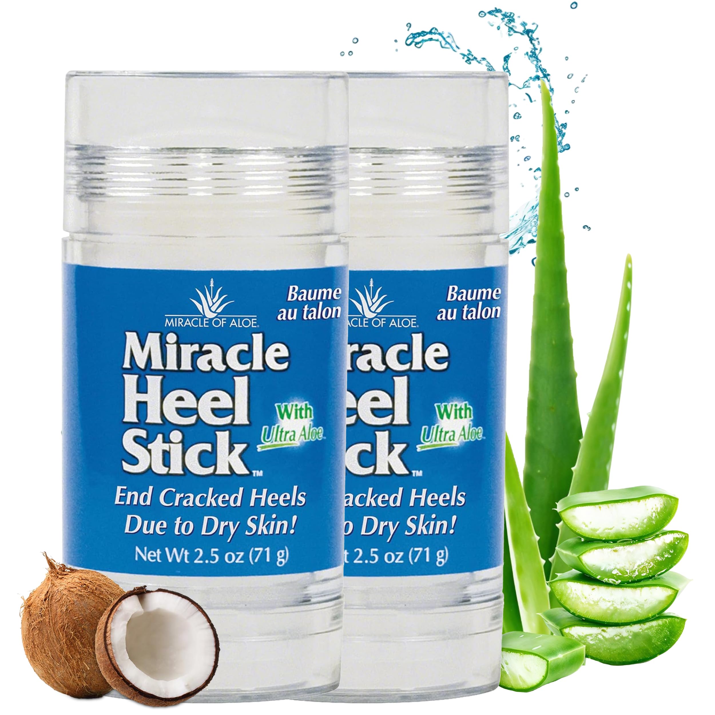 Miracle of Aloe Heel Stick, aplicación deslizante para talones secos y suaves.