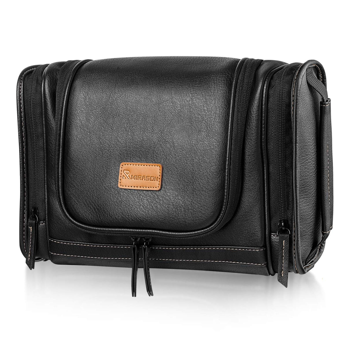 MIRASON necesaire de viaje colgante negro, interior amplio para artículos de aseo.