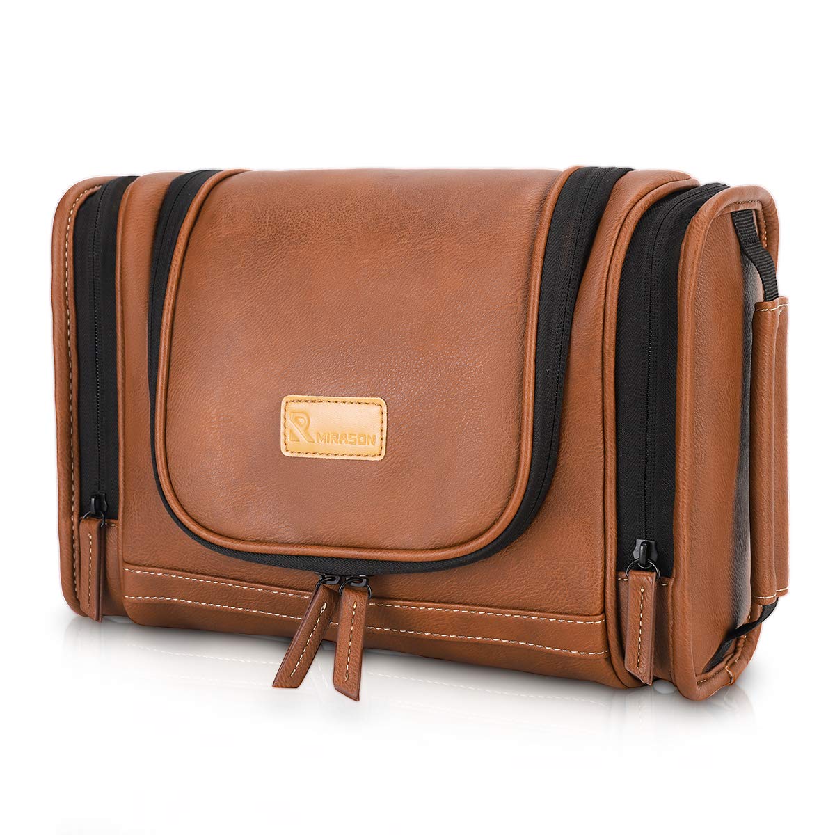 Mirason neceser de viaje en cuero colgante, ideal para ordenar artículos de aseo.