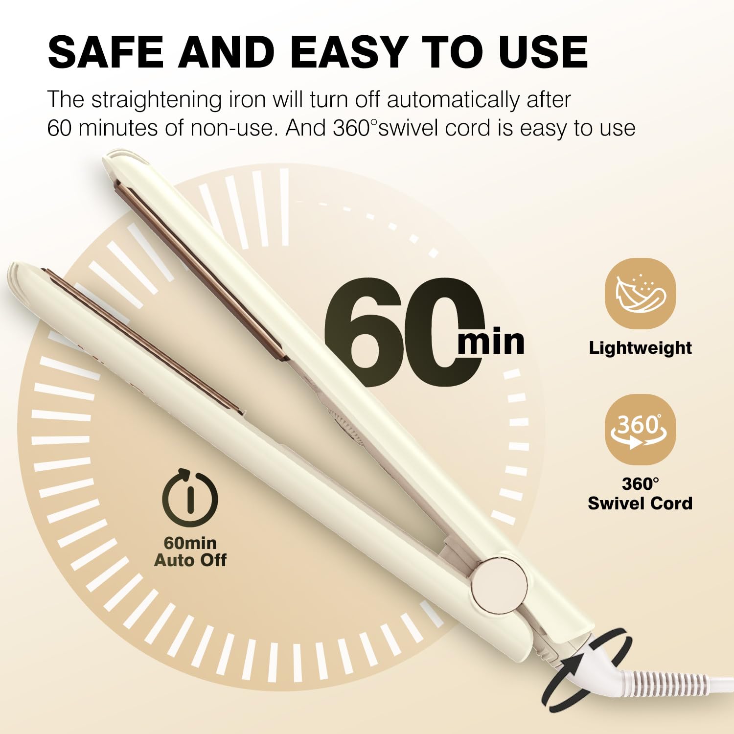 Cable giratorio de 360° para peinados sin restricciones