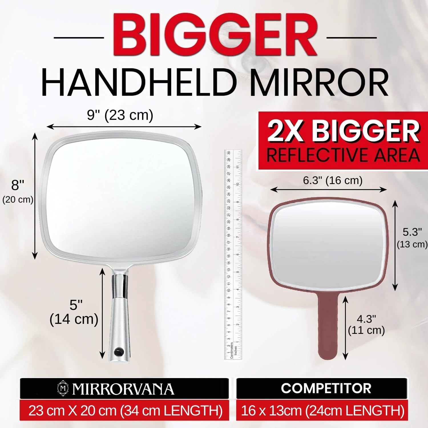 Mirrorvana mango ergonómico suave para uso prolongado en barbería y maquillaje.