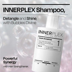 Mise En Scene Innerplex Bonding Shampoo textura cremosa lista para distribuir al cabello.