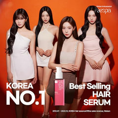 Mise En Scene Perfect Serum Styling: aplicación suave en el cabello para brillo duradero.