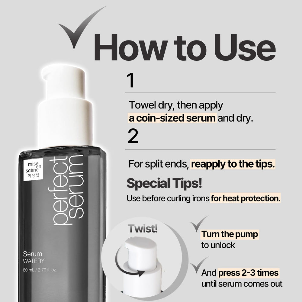 Aroma cítrico del serum con notas florales en Mise En Scene Perfect Serum Watery