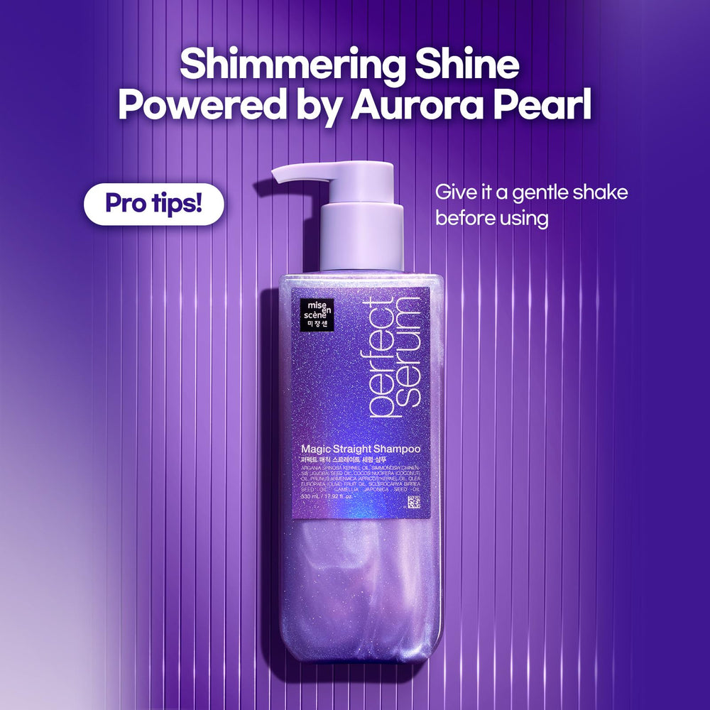 Mise En Scene Perfect Serum Champú, cuidado de rizos para peinados más definidos.