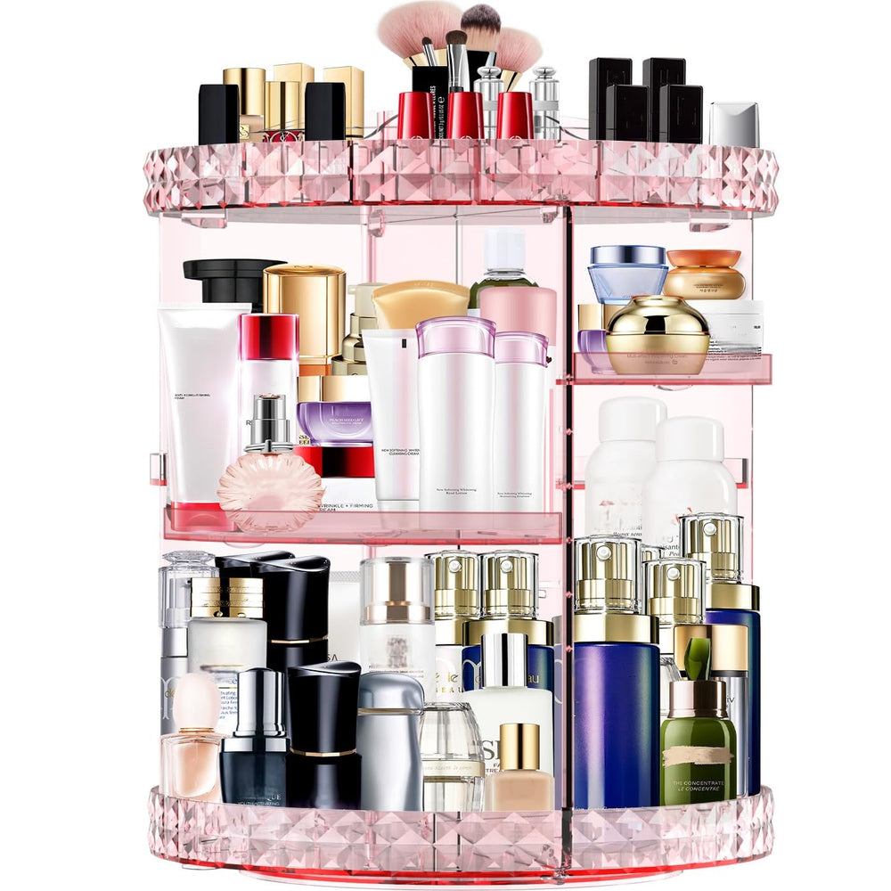 MISERWE organizador de maquillaje 360° con base estable para encontrar cosméticos rápidamente
