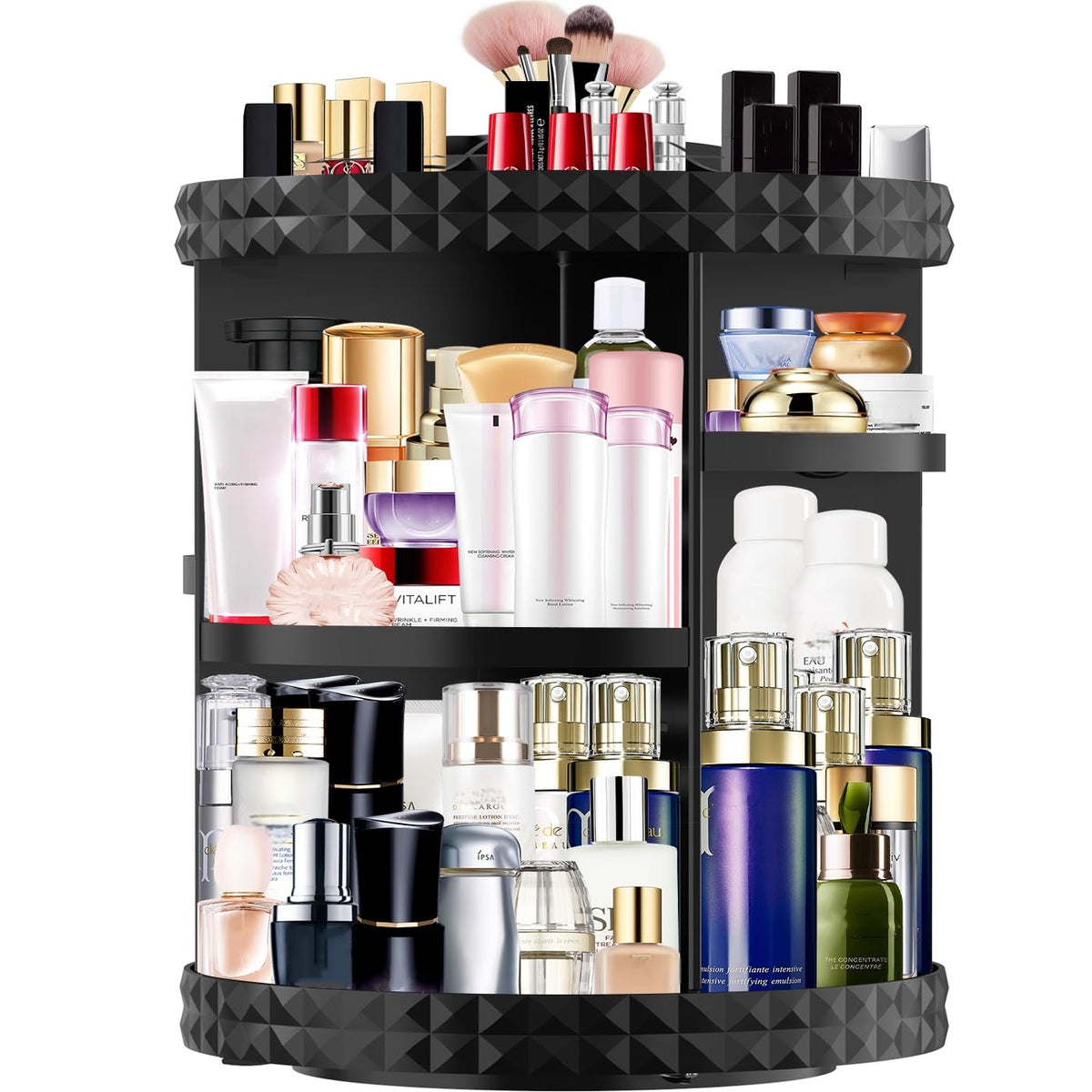 MISERWE Organizador de maquillaje 360° con rotación para acceso rápido a cosméticos