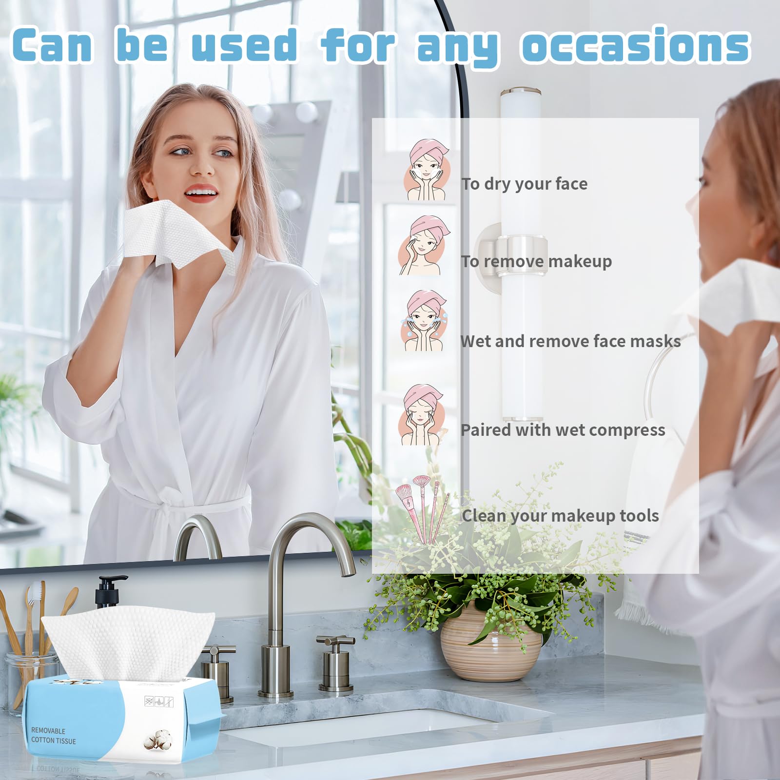 Uso seco y humedecido con diseño doble para remover maquillaje con suavidad