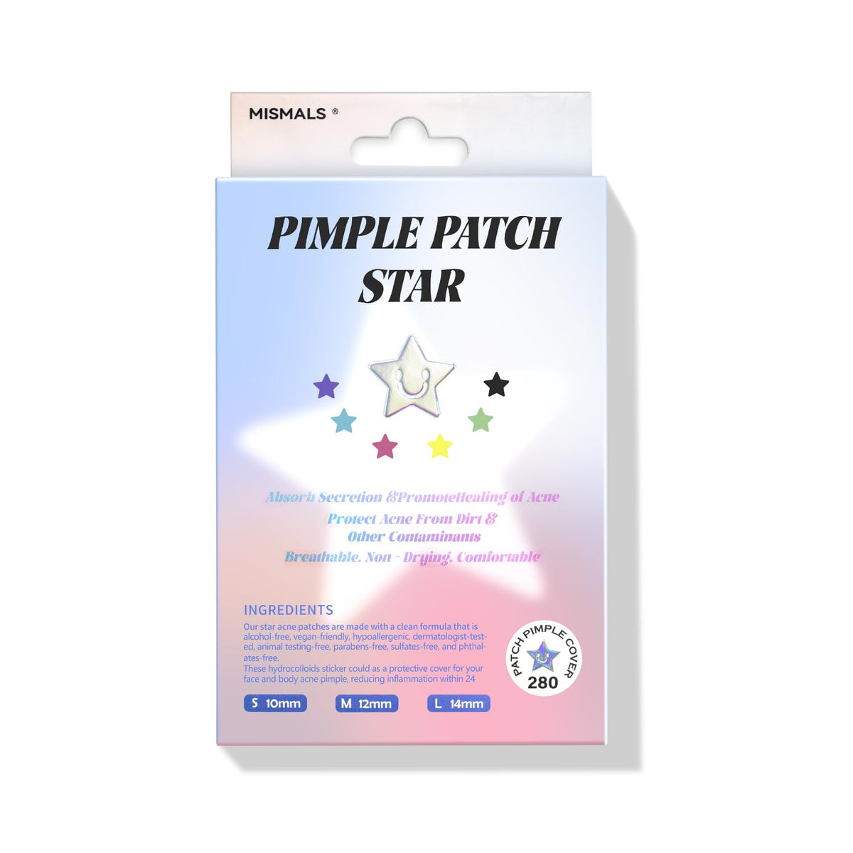 Parches hidrocoloides en forma de estrella de MISMALS, pack de 280 ud para uso diario.