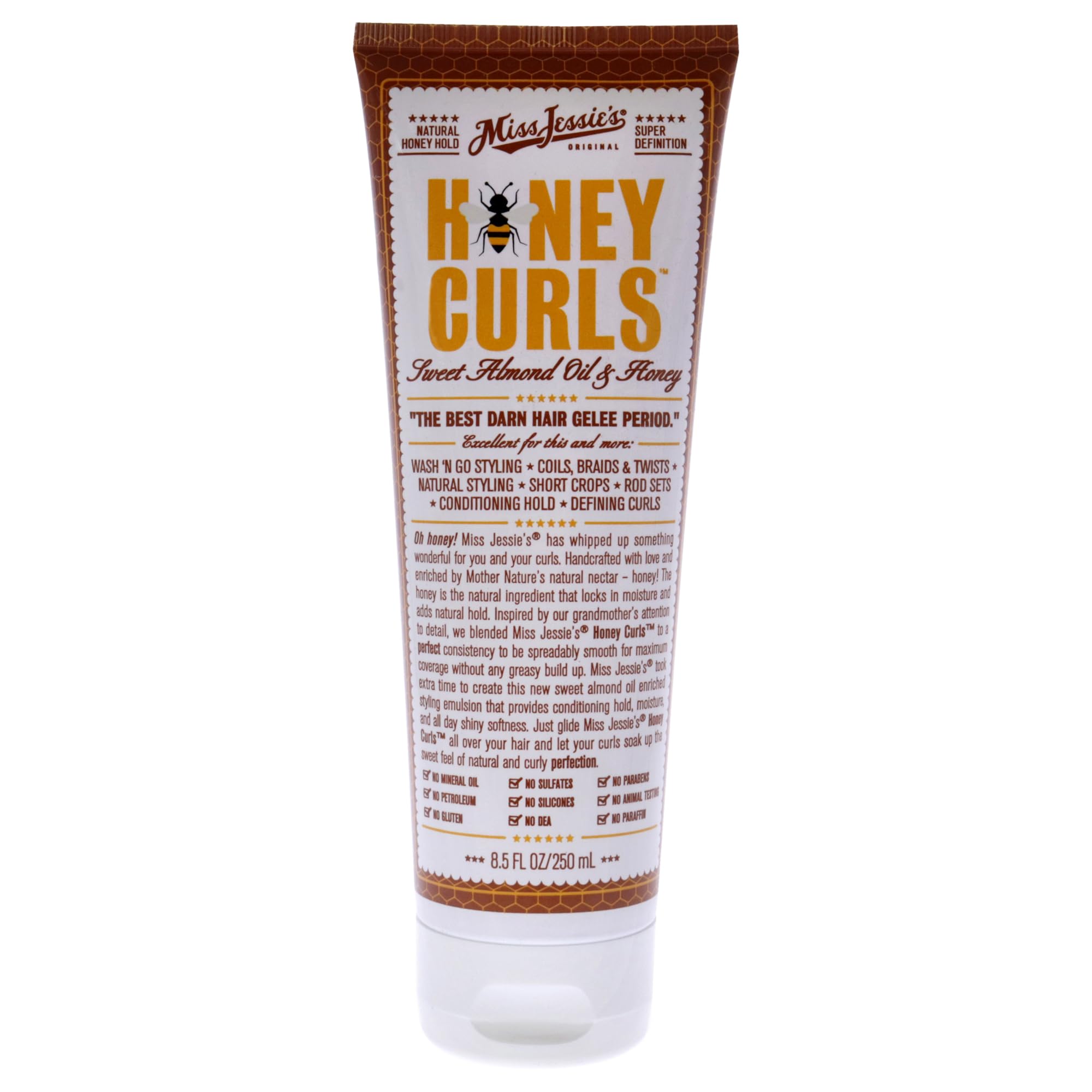 Miss Jessie's Honey Curls Emulsión, botella de 8.5 oz para rizos definidos y suaves