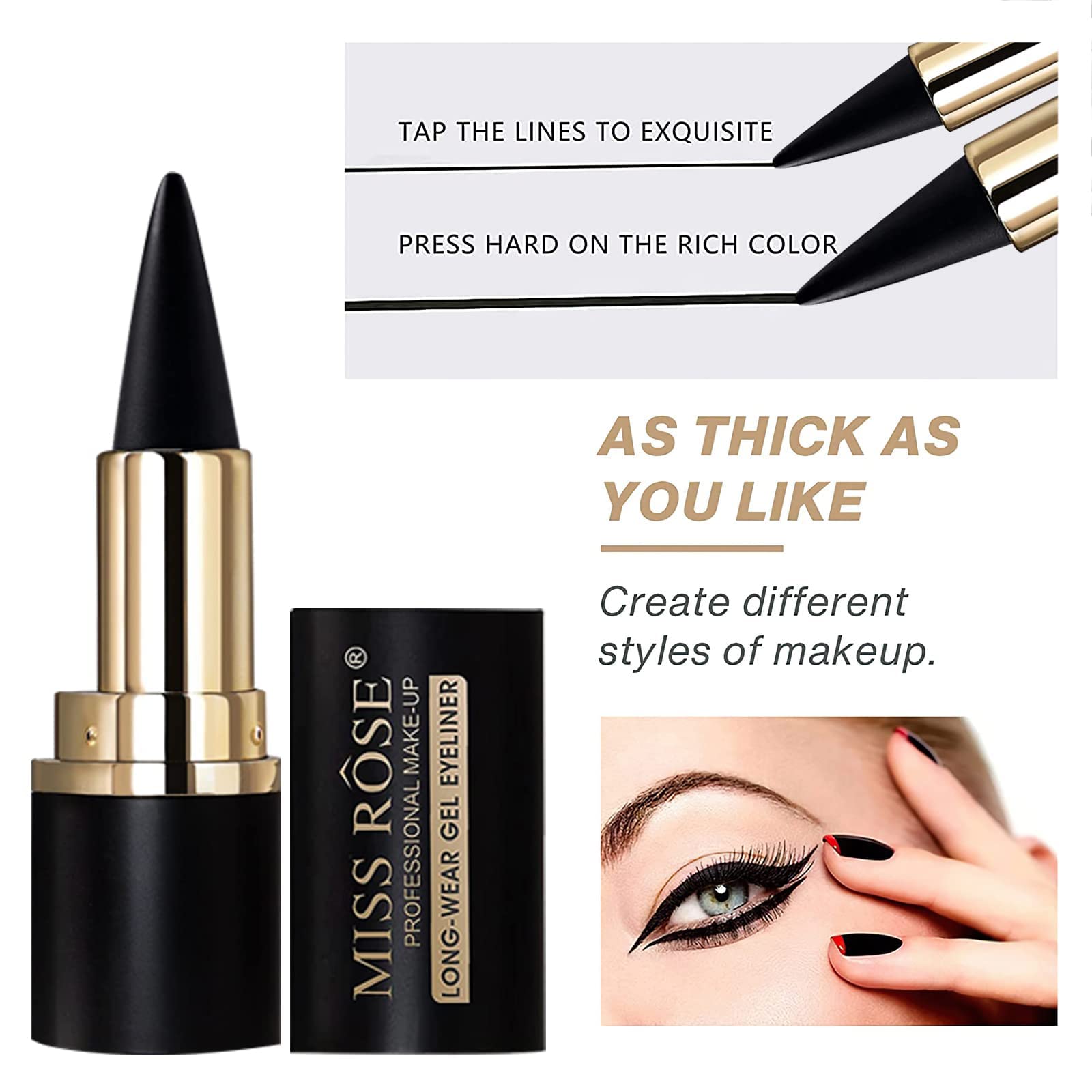 Miss Rose Gel Eyeliner: diseño tipo pintalabios portátil