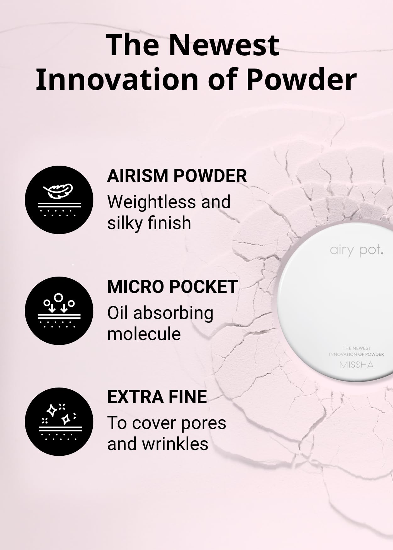 MISSHA Airy Pot polvo rosado, favorece piel apagada con brillo sutil