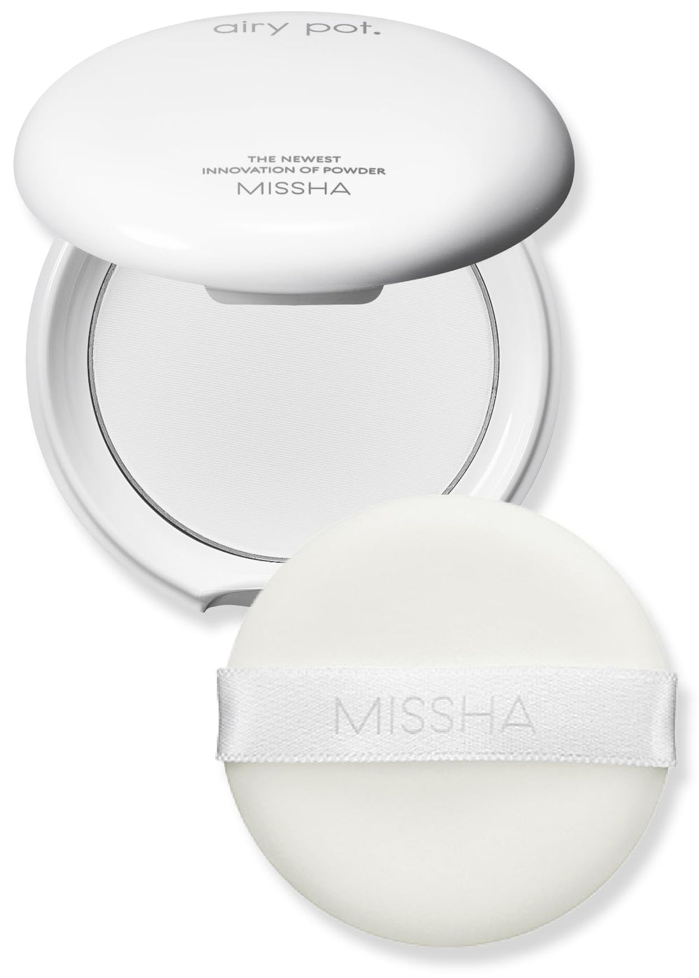 MISSHA Airy Pot polvos translúcidos, empaque compacto para retoques diarios.