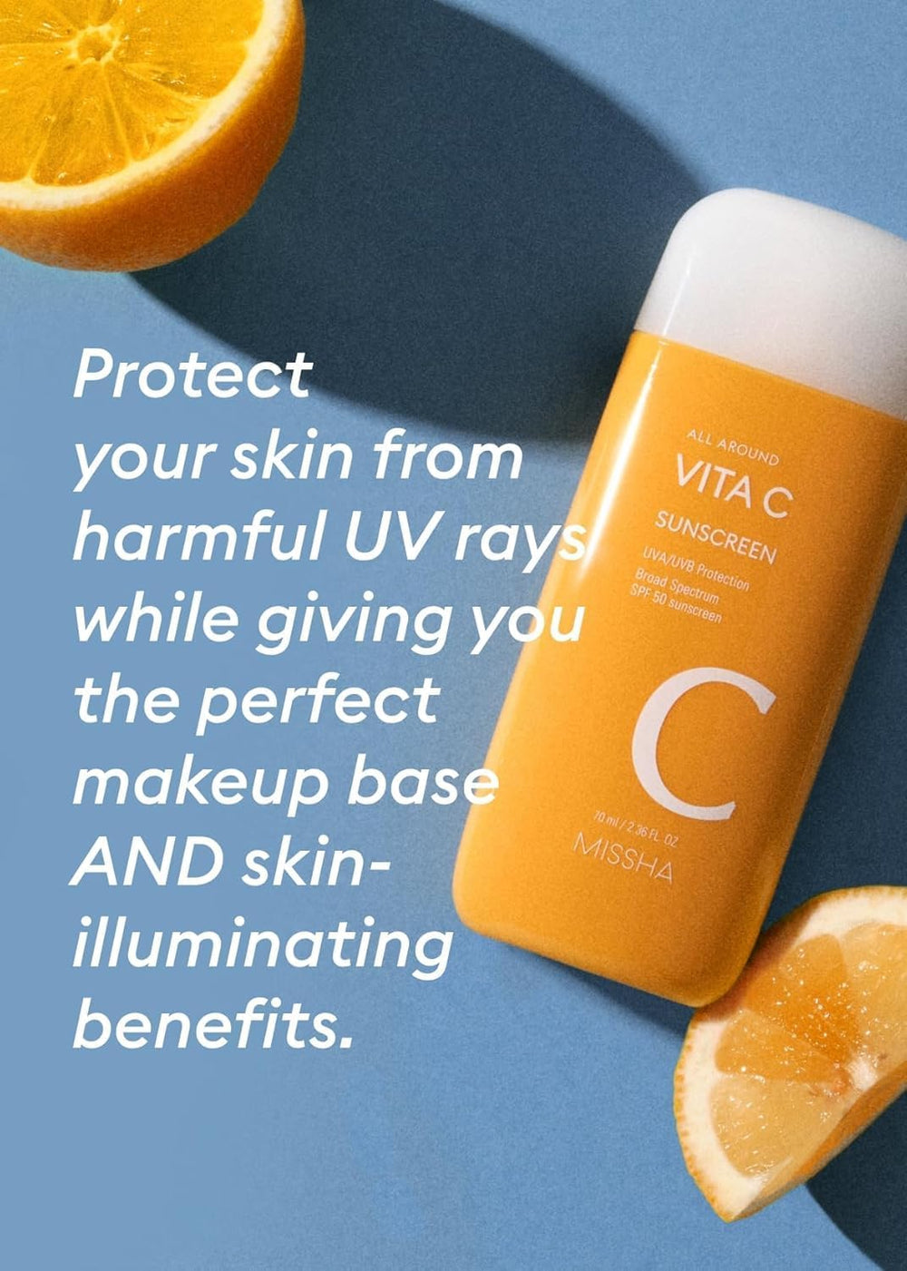 Aplicación diaria fácil y suave con MISSHA Vita C sunscreen.