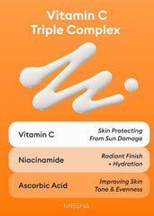 MISSHA Vita C sunscreen aporta luminosidad natural gracias a la Vitamina C.