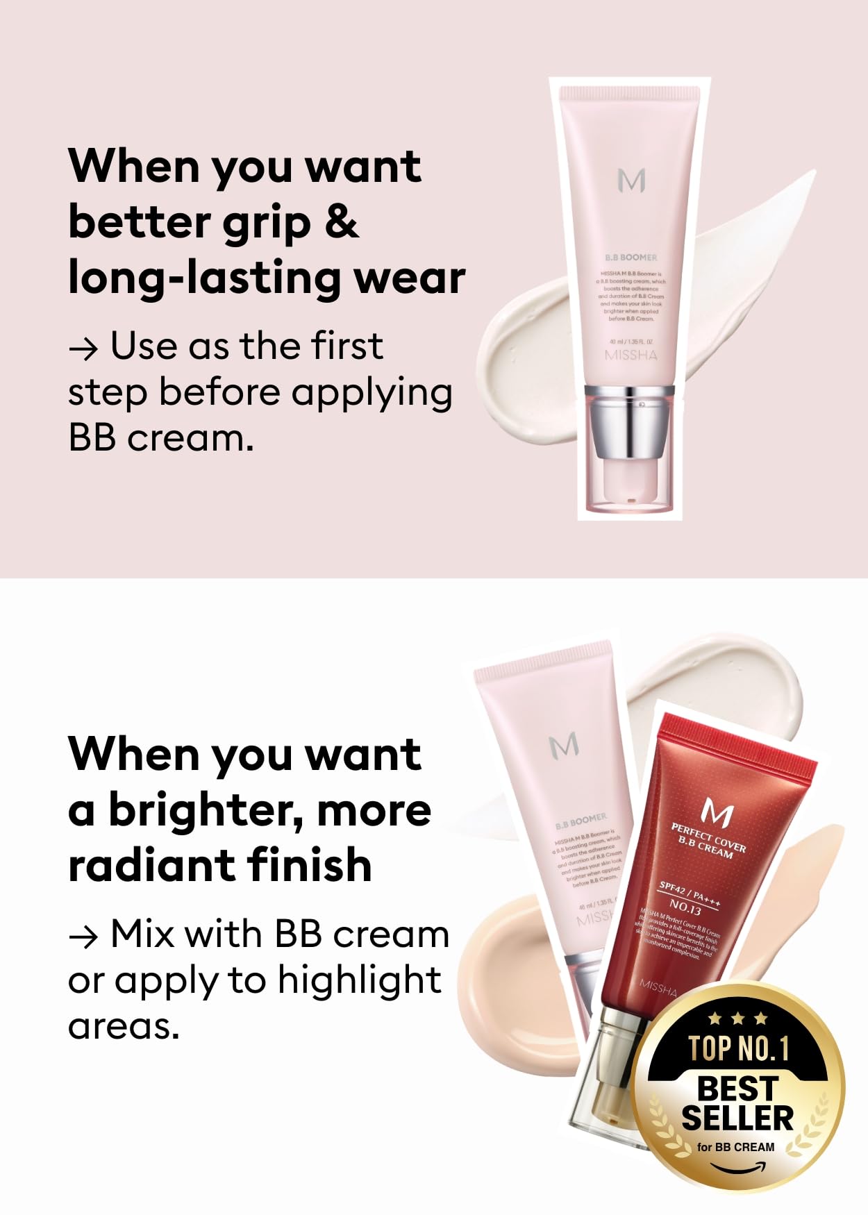 MISSHA M BB Boomer acabado luminoso tipo Glass Skin.
