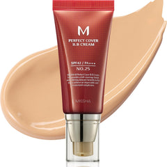 MISSHA M Perfect Cover BB Cream, botella, acabado uniforme y ligero para la piel.
