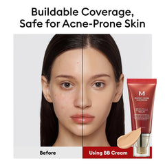 MISSHA M Perfect Cover BB Cream, muestra tono cálido 25, acabado natural.