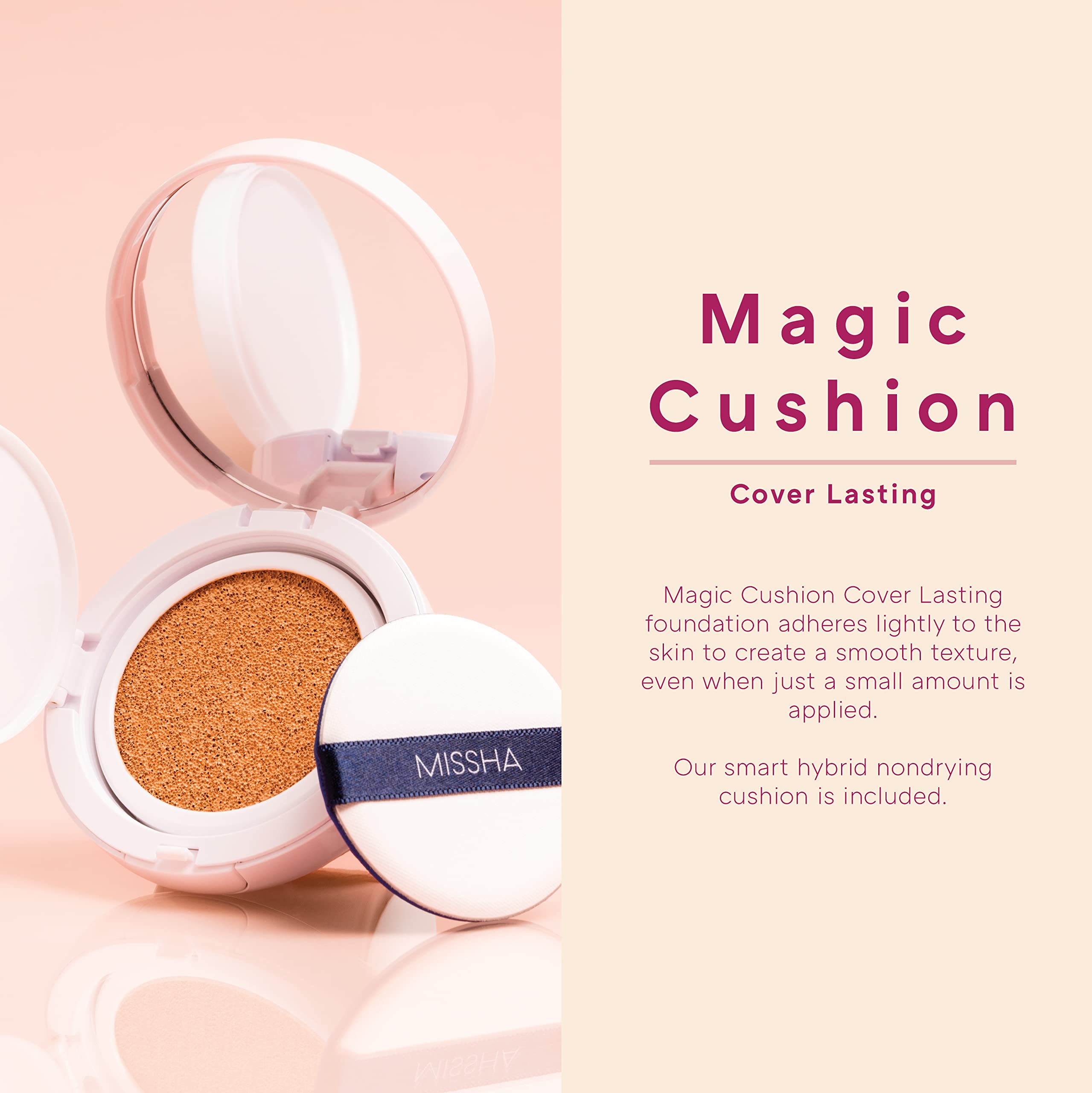 MISSHA Magic Cushion con acabado radiante para piel fresca.