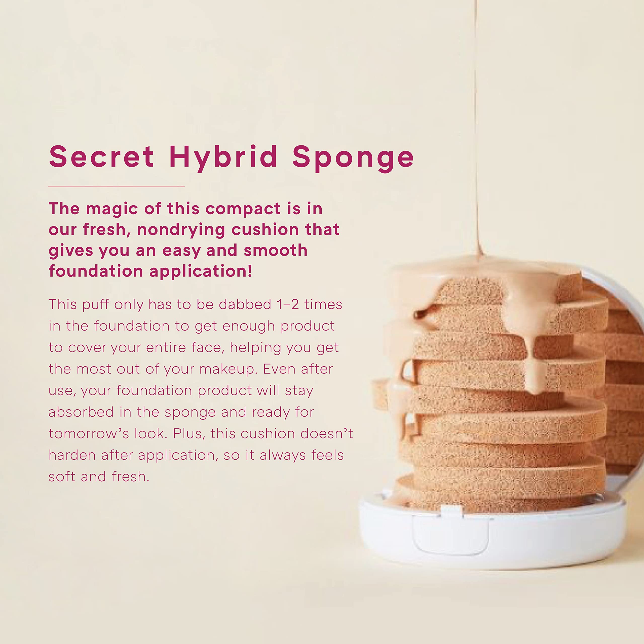 MISSHA Magic Cushion sponge close-up shows absorbent applicator reducing waste.