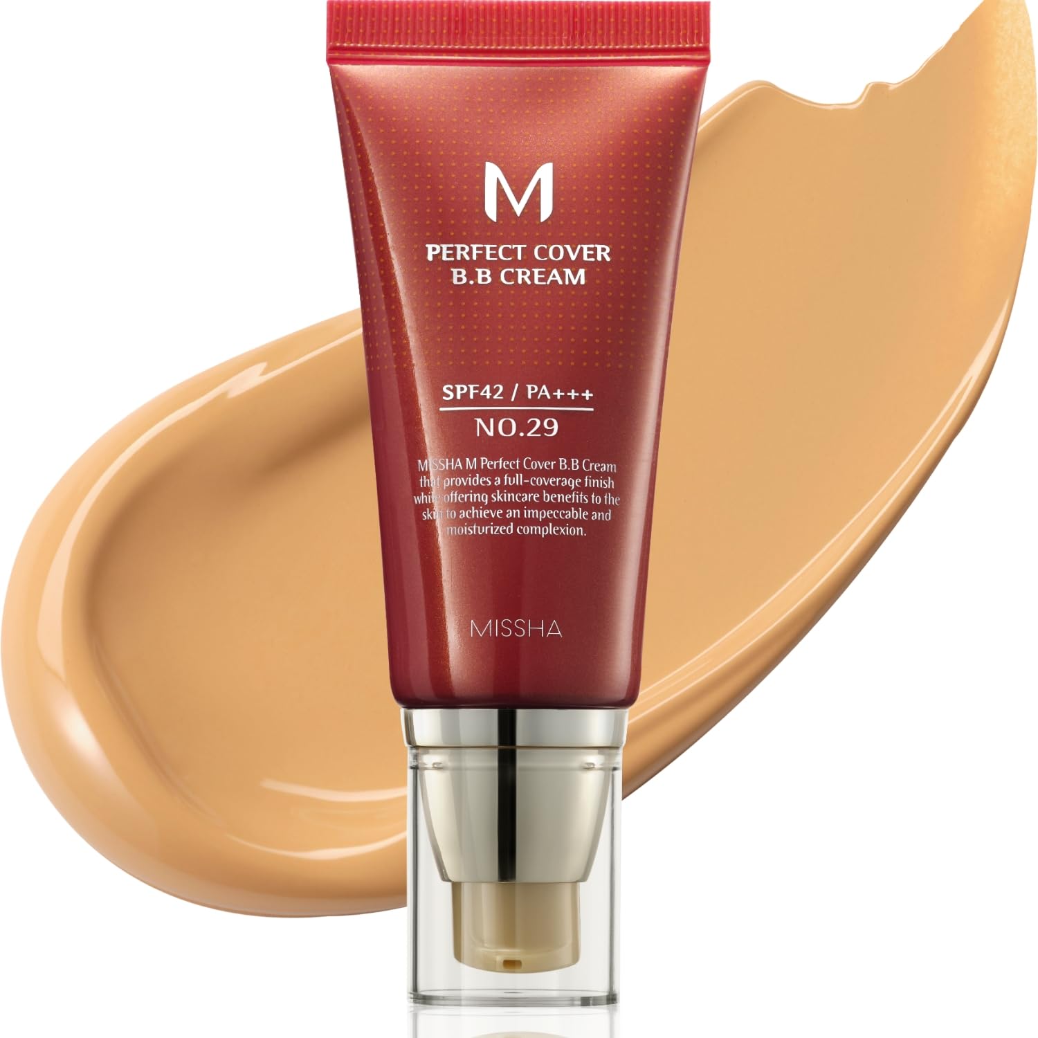 MISSHA M Perfect Cover crema BB No.29 Caramel Beige en envase de 50 ml para uso diario.