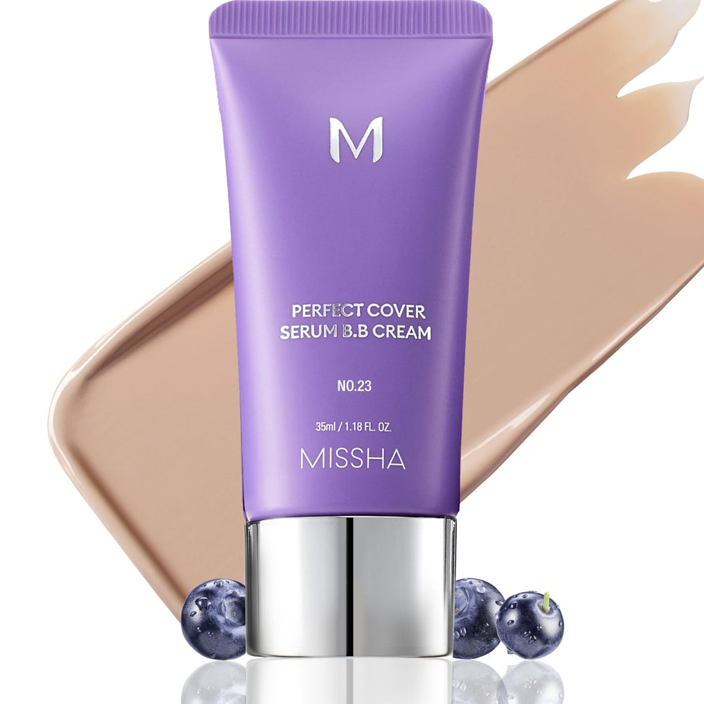 MISSHA M Perfect Cover Serum BB Cream No.23 en envase, tono natural, para uso diario.