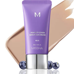 MISSHA M Perfect Cover Serum BB Cream No.23 en envase, tono natural, para uso diario.