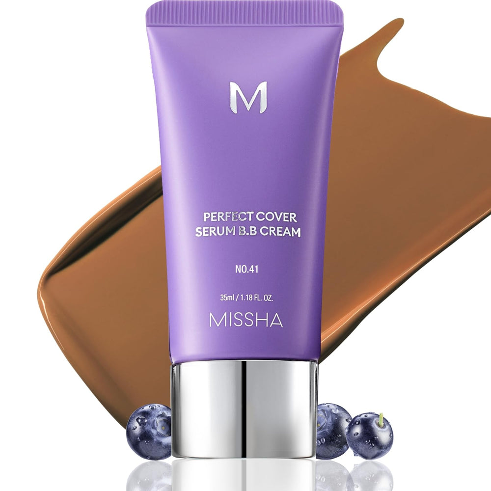 Missha M Perfect Cover Sérum BB Crema envase ligero con acabado suave para uso diario.