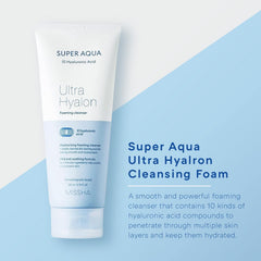 MISSHA Super Aqua Ultra Hyalron, hidratación profunda, mantiene la piel suave tras la limpieza