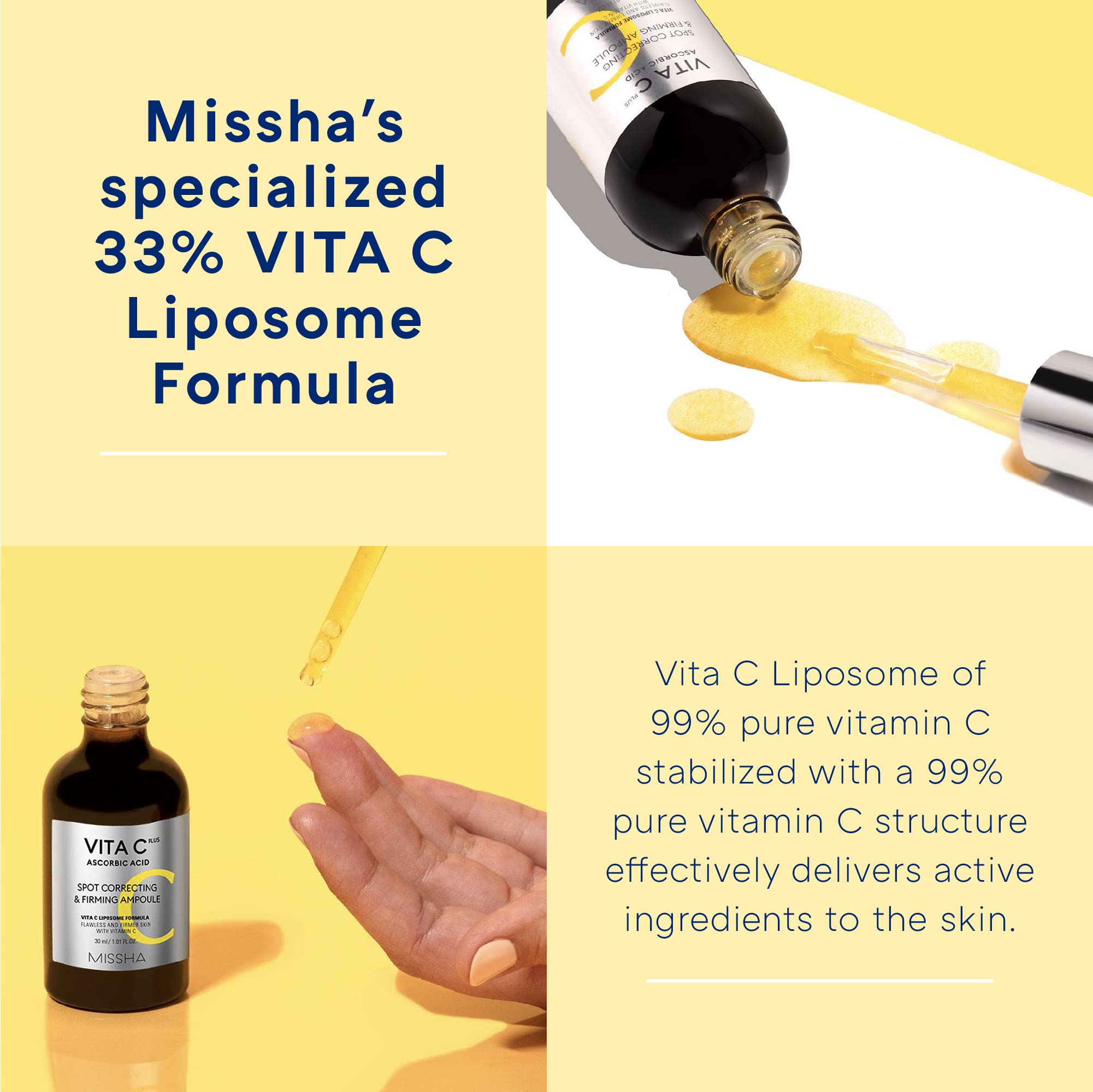 Missha Vita C Plus Ampoule, aplicación en rostro para zonas con manchas