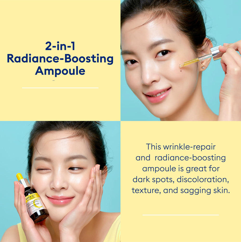 Missha Vita C Plus Ampoule, frasco claro que facilita ver la mezcla al agitar