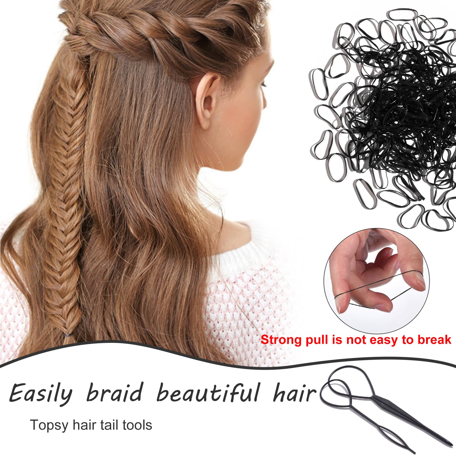 Missjojiay bandas para cabello mini negras, uso diario cómodo para toda la familia.